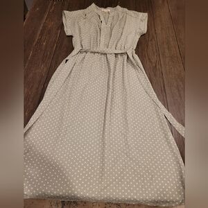 Monteau Sage Green Retro Belted Polka Dot House Dress [NWOT]